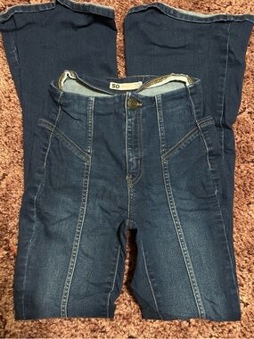 SO High-Rise Dark Blue Front-Seam Jeans